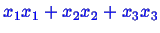 \bgroup\color{blue}$ x_1 x_1 + x_2 x_2 + x_3 x_3$\egroup