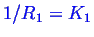 \bgroup\color{blue}$ {1}/{R_1}=K_1$\egroup