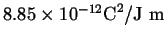 $8.85 \times 10^{-12} \mbox{C}^2/\mbox{J m}$