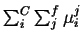 $\sum_i^C \sum_j^f \mu_i^j$
