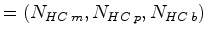 $\displaystyle = (N_{HC\;m} , N_{HC\;p} , N_{HC\;b} )$