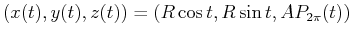 $ (x(t), y(t), z(t)) = (R \cos t , R \sin t, A P_{2 \pi}(t))$