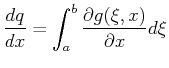$\displaystyle \frac{dq}{dx} = \int_{a}^{b} \ensuremath{\frac{\partial{g(\xi, x)}}{\partial{x}}} d \xi $