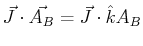 $ \vec{J} \cdot \vec{A_B} = \vec{J} \cdot \hat{k} A_B$