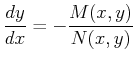 $\displaystyle \ensuremath{\frac{d{y}}{d{x}}} = -\frac{M(x,y)}{N(x,y)}$