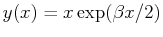 $ y(x) = x \exp(\beta x/2)$