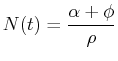 $\displaystyle N(t) = \frac{\alpha + \phi}{\rho}$
