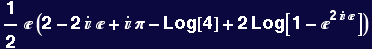 1/2  (2 - 2   +  &pi; - Log[4] + 2 Log[1 - ^(2  )])