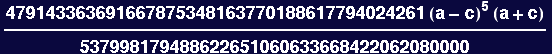 (479143363691667875348163770188617794024261 (a - c)^5 (a + c))/537998179488622651060633668422062080000