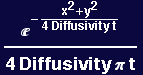 ^(-(x^2 + y^2)/(4 Diffusivity t))/(4 Diffusivity &pi; t)