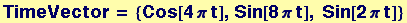 TimeVector = {Cos[4&pi; t], Sin[8 &pi; t], Sin[2&pi; t]}