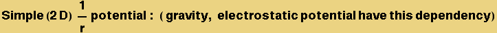 Simple (2D) &nbsp;&nbsp;1/r potential : &nbsp;&nbsp; ( gravity, electrostatic potential have this dependency)