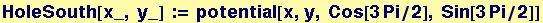 HoleSouth[x_, y_] := potential[x, y, Cos[3Pi/2], Sin[3 Pi/2]]