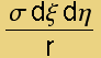 (&sigma; d&xi; d&eta;)/r