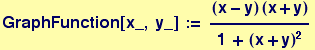 GraphFunction[x_, y_] := ((x - y) (x + y))/(1 + (x + y)^2)