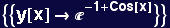{{y[x] &rarr;^(-1 + Cos[x])}}