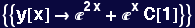 {{y[x] &rarr;^(2 x) + ^x C[1]}}