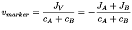 $\displaystyle v_{marker} = \frac{J_V}{c_A + c_B} = - \frac{J_A + J_B}{c_A + c_B}$