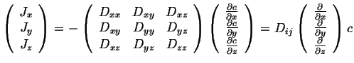 $\displaystyle \left( \begin{array}{c} J_x \\  J_y \\  J_z \end{array} \right) =...
...ac{\partial }{\partial y}\\  \frac{\partial }{\partial z} \end{array} \right) c$