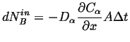 $\displaystyle dN^{in}_B = -D_\alpha \ensuremath{\frac{\partial{C_\alpha}}{\partial{x}}}A \Delta t$
