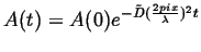 $\displaystyle A(t) = A(0) e^{- \tilde{D} (\frac{2 pi x}{\lambda})^2 t}$