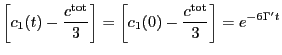 $\displaystyle \left[c_1(t)
-\frac{c^{\text{tot}}}{3}\right]=
\left[c_1(0)
-\frac{c^{\text{tot}}}{3}\right]=e^{-6\Gamma't}
$