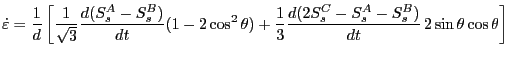 $\displaystyle \dot \varepsilon = \frac{1}{d} \left[ \frac{1}{\sqrt{3}}\FD {(S_s...
...
+ \frac{1}{3} \FD {(2S_s^C-S_s^A-S_s^B)}{t} 2\sin \theta \cos
\theta \right]
$